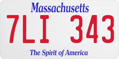MA license plate 7LI343