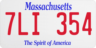 MA license plate 7LI354