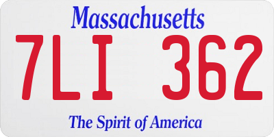 MA license plate 7LI362