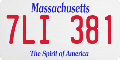 MA license plate 7LI381