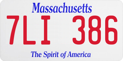MA license plate 7LI386