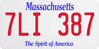 MA license plate 7LI387