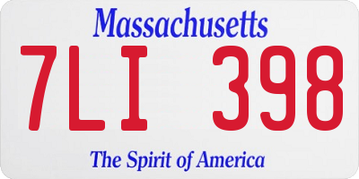 MA license plate 7LI398