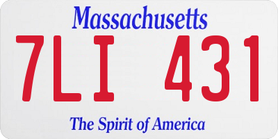 MA license plate 7LI431