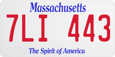 MA license plate 7LI443