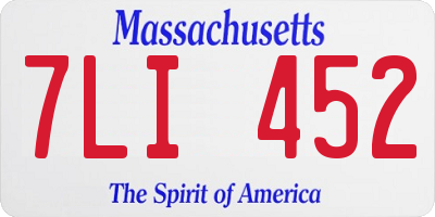 MA license plate 7LI452