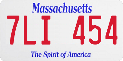 MA license plate 7LI454