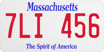 MA license plate 7LI456