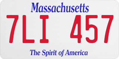 MA license plate 7LI457