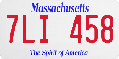 MA license plate 7LI458