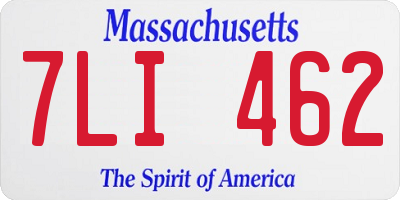 MA license plate 7LI462