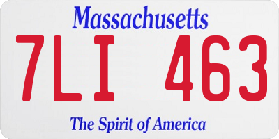 MA license plate 7LI463