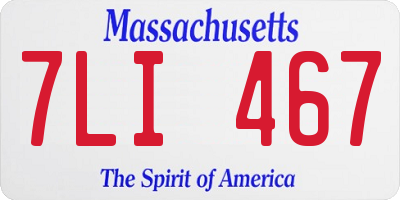 MA license plate 7LI467