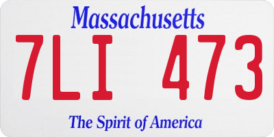 MA license plate 7LI473