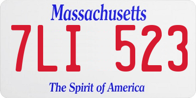 MA license plate 7LI523