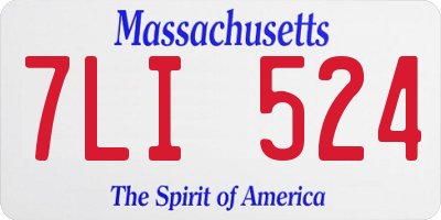 MA license plate 7LI524