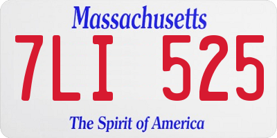 MA license plate 7LI525