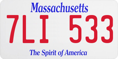 MA license plate 7LI533