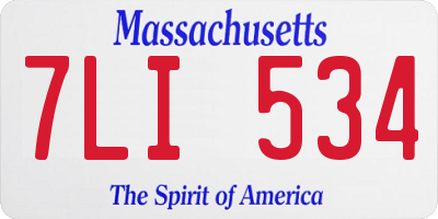 MA license plate 7LI534