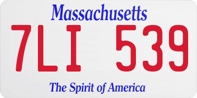 MA license plate 7LI539