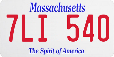 MA license plate 7LI540