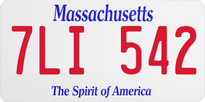 MA license plate 7LI542