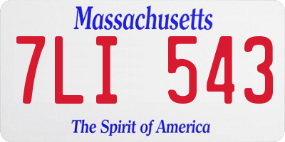 MA license plate 7LI543