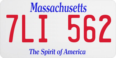 MA license plate 7LI562