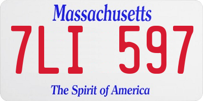 MA license plate 7LI597