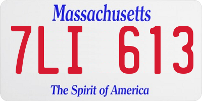 MA license plate 7LI613