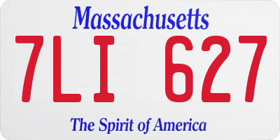 MA license plate 7LI627