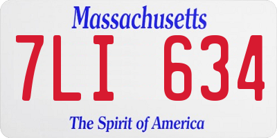 MA license plate 7LI634