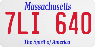 MA license plate 7LI640