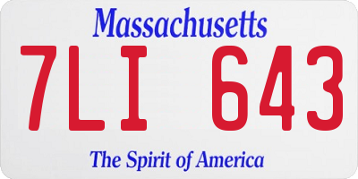 MA license plate 7LI643