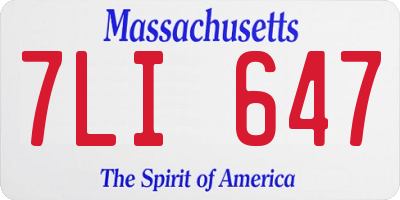 MA license plate 7LI647
