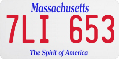 MA license plate 7LI653