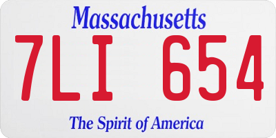 MA license plate 7LI654
