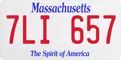 MA license plate 7LI657