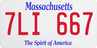MA license plate 7LI667