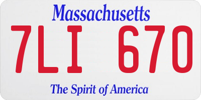 MA license plate 7LI670