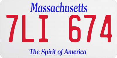 MA license plate 7LI674