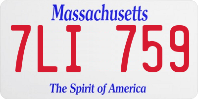 MA license plate 7LI759