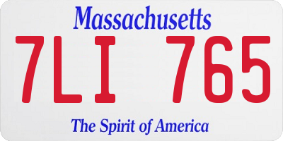 MA license plate 7LI765