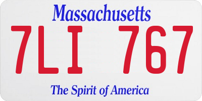 MA license plate 7LI767