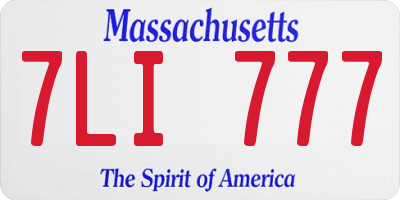 MA license plate 7LI777