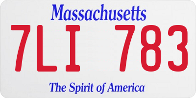 MA license plate 7LI783