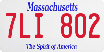 MA license plate 7LI802