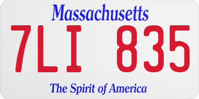 MA license plate 7LI835