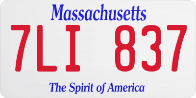 MA license plate 7LI837