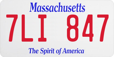 MA license plate 7LI847